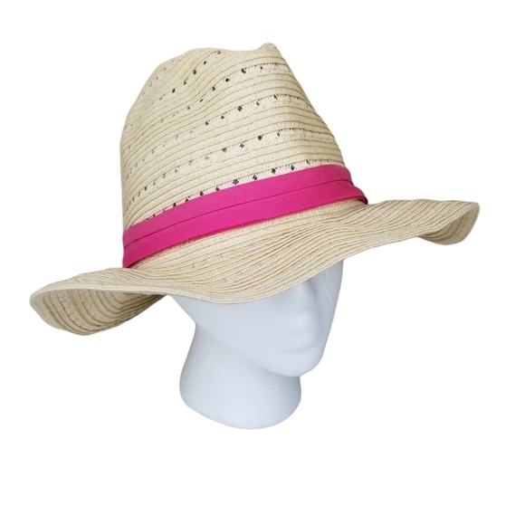 O'Rageous Soft Straw Style Fedora Floppy Sun hat Women's One Size - Picture 5 of 8